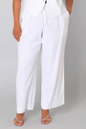 Yest Wide leg regular waist broek wit