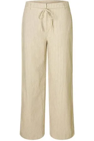 SELECTED Wide leg high waist broek beige