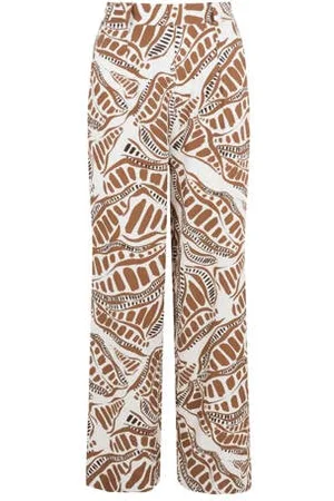 Elvira Straight regular waist casual broek lichtbruin