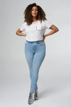 MS Mode Slim regular waist broek medium blue denim