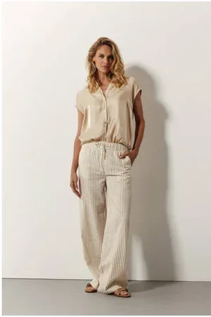 Tramontana Wide leg regular waist casual broek zand