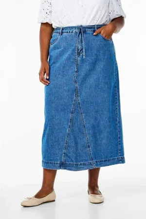 Zizzi Spijkerrok medium blue denim
