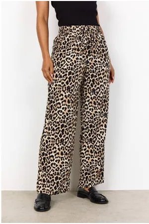 soyaconcept Wide leg high waist broek beige