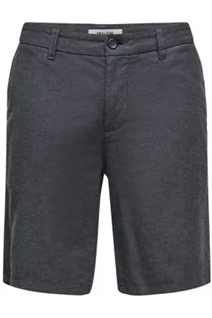 Only & Sons Linnen regular chino short ONSMARK zwart