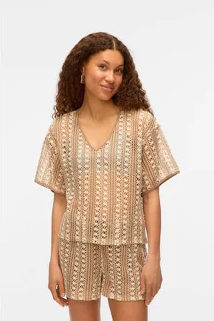 VERO MODA Top lichtbruin crochet