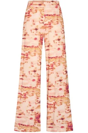 Claudia Sträter Wide leg high waist casual broek fijn gebreid