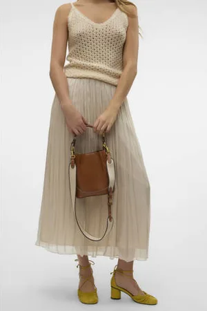 VERO MODA Plissé rok ecru
