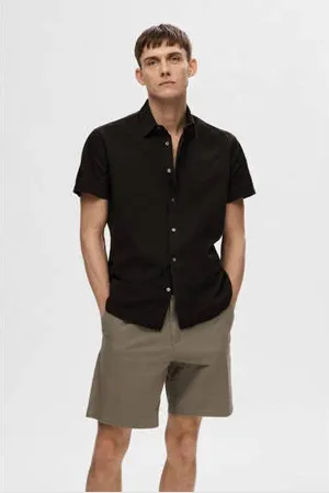 SELECTED Linnen casual overhemd zwart