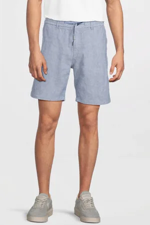 HUGO BOSS Linnen tapered chino short lichtblauw