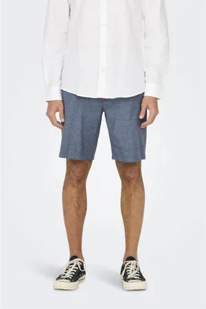 Only & Sons Linnen regular chino short ONSMARK blauw