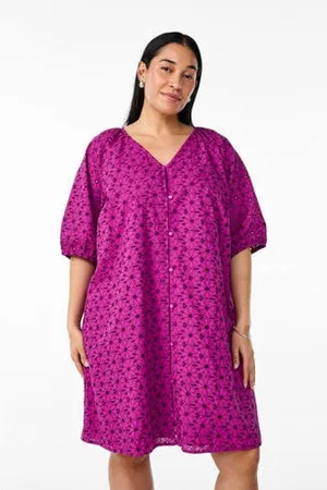 Zizzi Korte jurk broderie violet