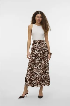 VERO MODA Midi rok bruin