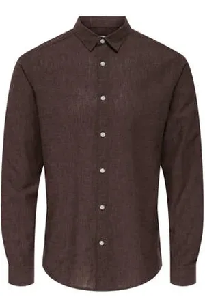 Only & Sons Linnen casual overhemd bruin