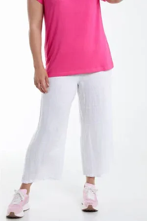 Paprika Linnen wide leg regular waist broek wit