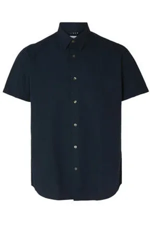 SELECTED Linnen casual overhemd donkerblauw