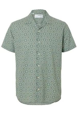 SELECTED Linnen casual overhemd groen