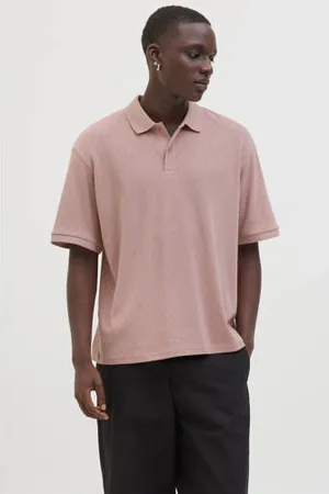 JACK & JONES PREMIUM relaxed polo met ingebreid patroon oudroze