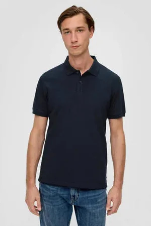 QS by s.Oliver Regular fit polo met logo donkerblauw