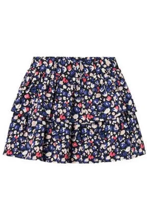 NAME IT KIDS gebloemde rok NKFVINAYA donkerblauw/roze/wit