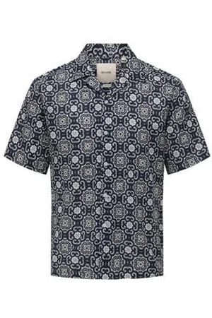Only & Sons Linnen casual overhemd donkerblauw