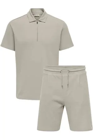 Only & Sons Regular polo en short met textuur beige