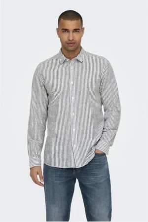 Only & Sons Linnen overhemd ONSCAIDEN donkerblauw
