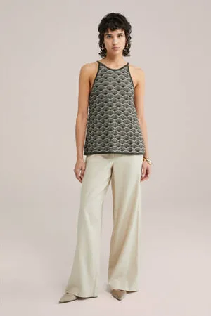 WE Fashion Haltertop fijn gebreid