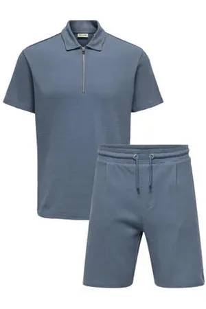 Only & Sons Regular polo met textuur donkerblauw