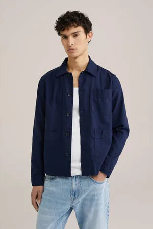 WE Fashion Linnen overshirt donkerblauw