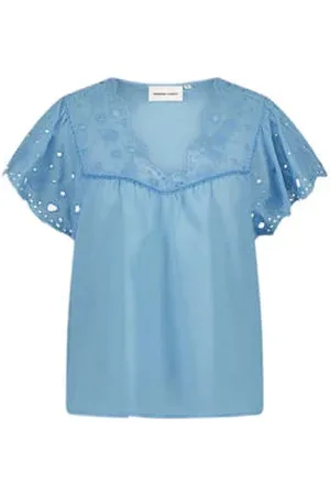 Fabienne Chapot Blousetop blauw broderie