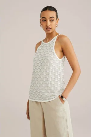 WE Fashion Haltertop fijn gebreid