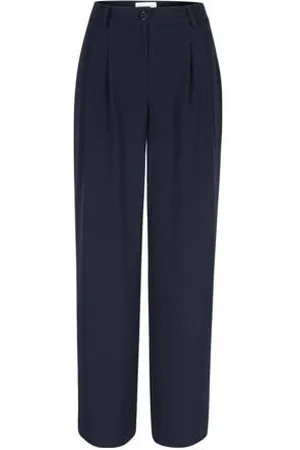 LolaLiza Wide leg high waist broek donkerblauw