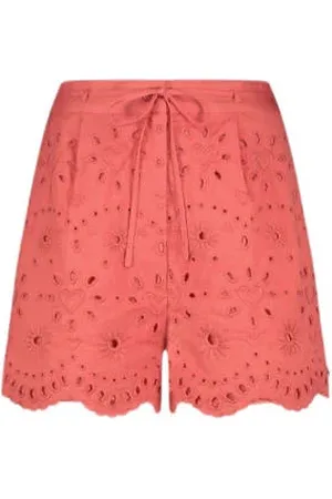 Fabienne Chapot Relaxed high waist casual short roze broderie