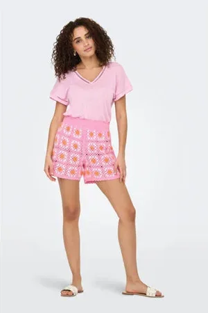 ONLY Regular waist casual short roze gehaakt