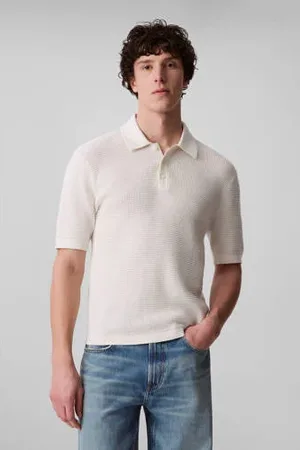 Calvin Klein Regular polo gebreid ecru