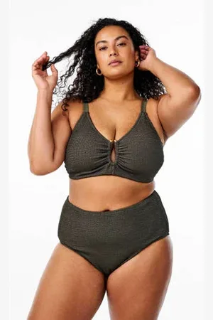 Zizzi High waist bikinibroekje SLINA met ribstructuur