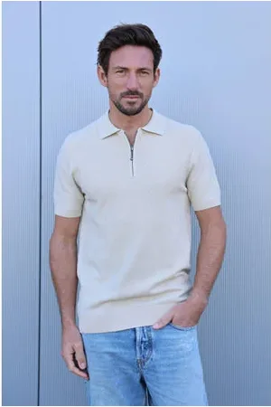 Kultivate Regular polo gebreid beige