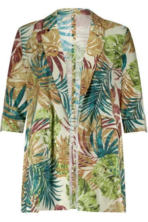 Plus Basics Travelstof regular blazer groen
