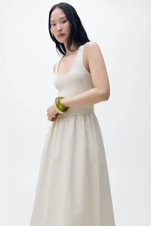 MANGO Midi jurk beige