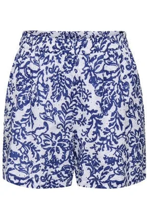 ONLY Regular waist casual short blauw broderie