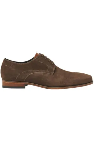 Van Lier Rhodes suède veterschoenen bruin