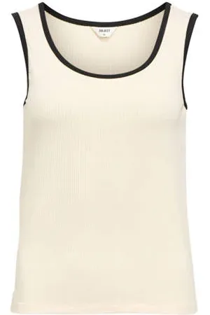 Object Top ecru rib gebreid