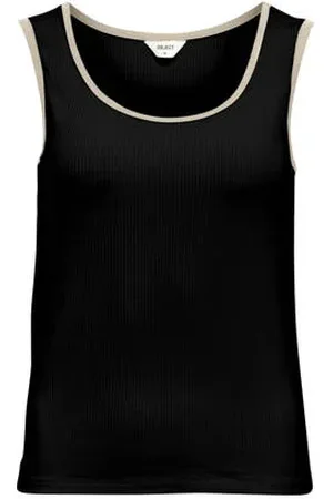 Object Top zwart rib gebreid