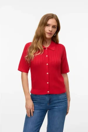 VERO MODA Vest rood gebreid