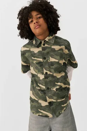 CoolCat Twill overhemd Riley met camo print