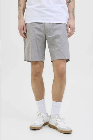JACK & JONES PANTS STUDIO linnen regular chino short JPSTACE grijsgroen