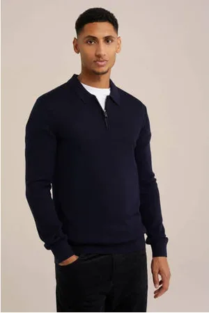WE Fashion Wollen gebreide trui donkerblauw