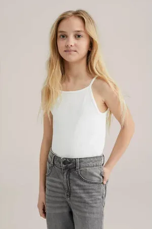 WE Fashion Mouwloze top rib gebreid