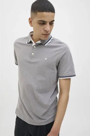 JACK & JONES ESSENTIALS slim fit polo JJEPAULOS grijs
