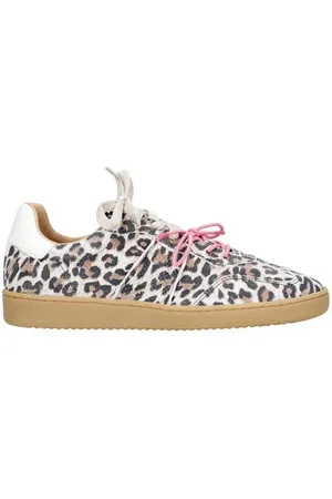 DWRS Suède sneakers met panterprint beige